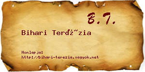 Bihari Terézia névjegykártya